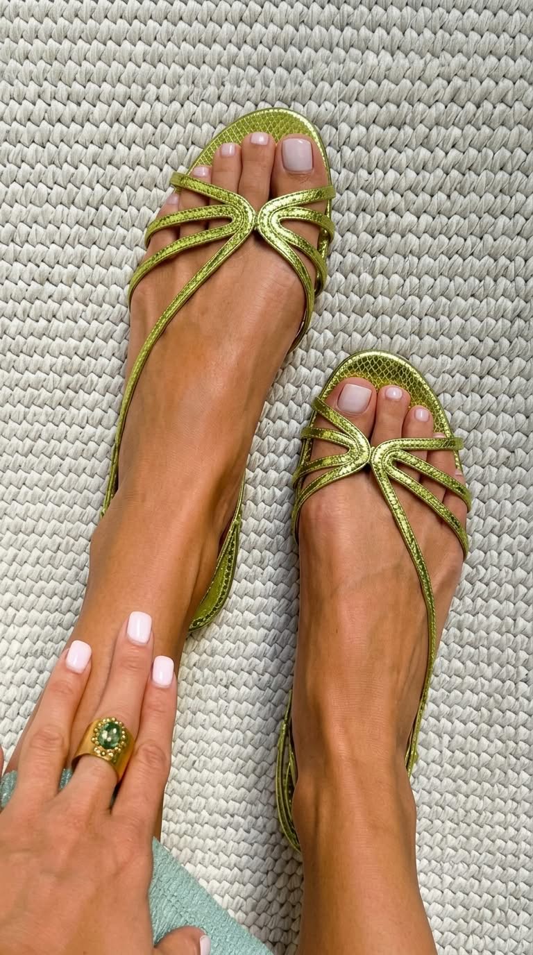 Serafina| Metallic Shiny Sandals with Straps