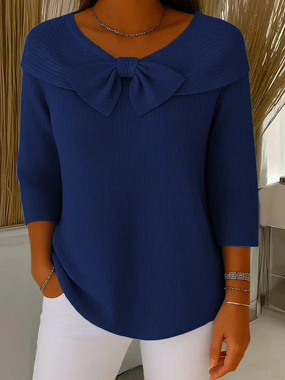 Victoria – Women's Sweater with Bow and Round Neckline