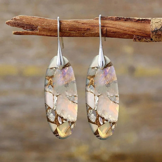 Victoria | Vintage Oval Stone Earrings Crafted from Natural Materials