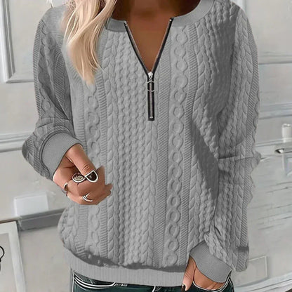 Nikita | Casual Women’s V-Neck Sweater with Zipper – Comfort & Style