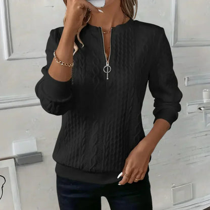 Nikita | Casual Women’s V-Neck Sweater with Zipper – Comfort & Style
