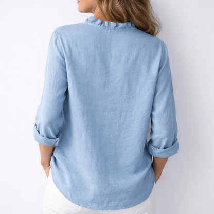 Sanelle | Elegant Ruched Cotton and Linen Blouse