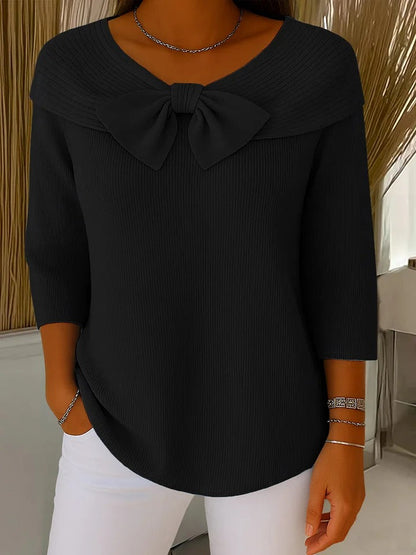 Victoria – Women's Sweater with Bow and Round Neckline