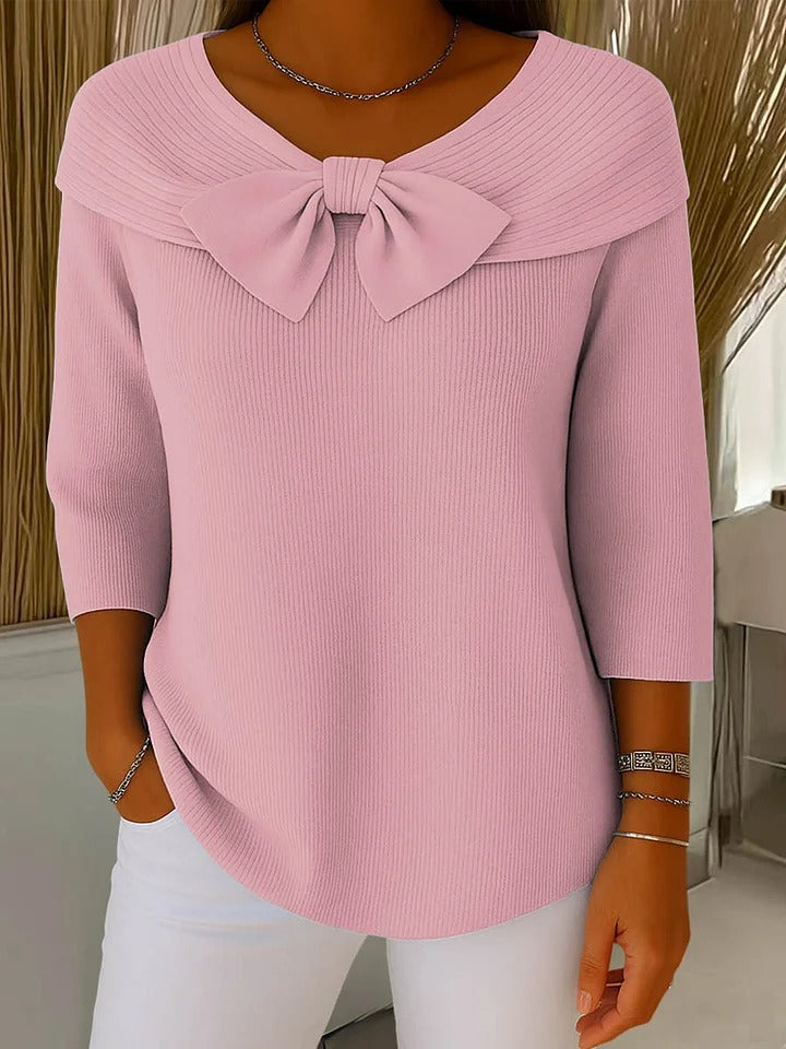 Victoria – Women's Sweater with Bow and Round Neckline