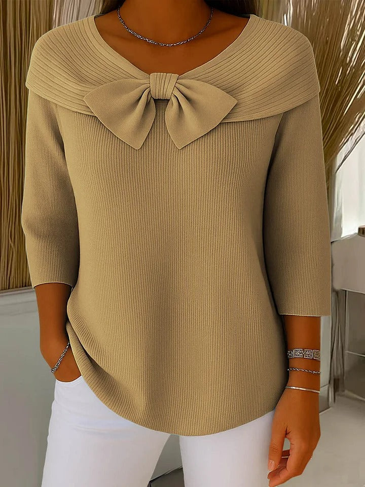 Victoria – Women's Sweater with Bow and Round Neckline