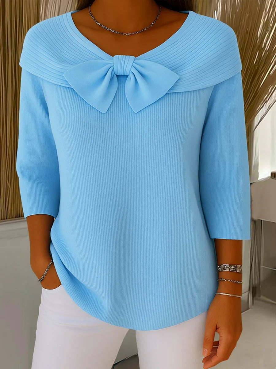 Victoria – Women's Sweater with Bow and Round Neckline