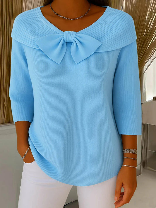 Victoria – Women's Sweater with Bow and Round Neckline