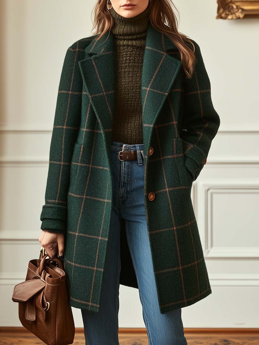 Victoria | Classic Plaid Wool Coat