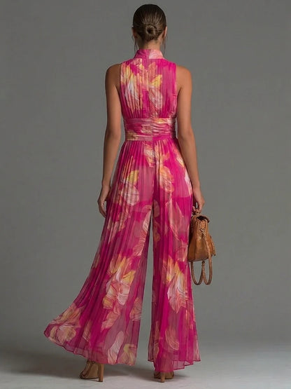 Savannah | Pleated Halter Wide-Leg Jumpsuit