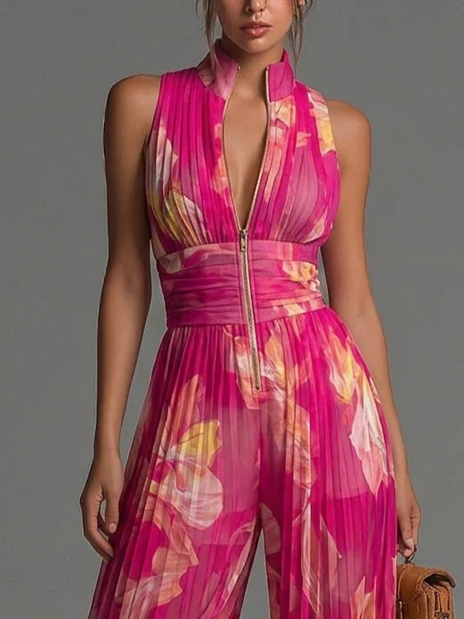 Savannah | Pleated Halter Wide-Leg Jumpsuit