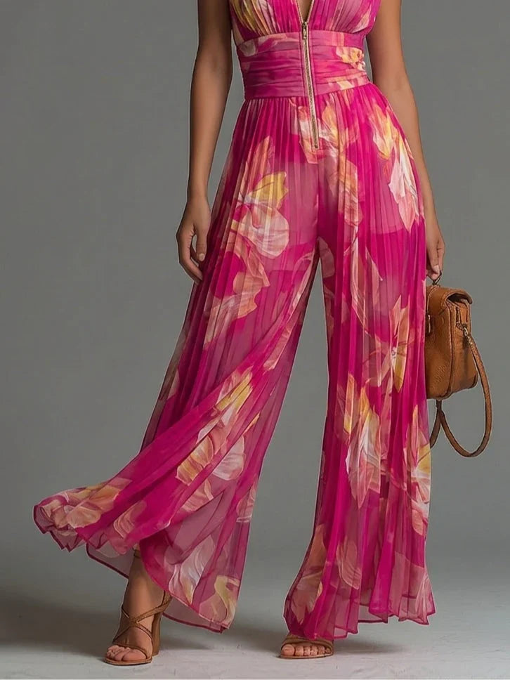 Savannah | Pleated Halter Wide-Leg Jumpsuit